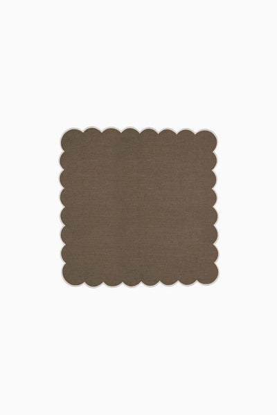 Zero-Waste Scalloped Linen Napkins Mocha - Set of 2