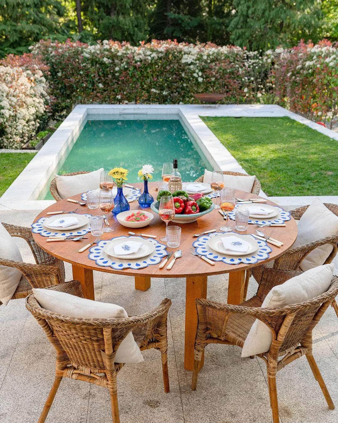 Gotas Placemat, Beige with Blue