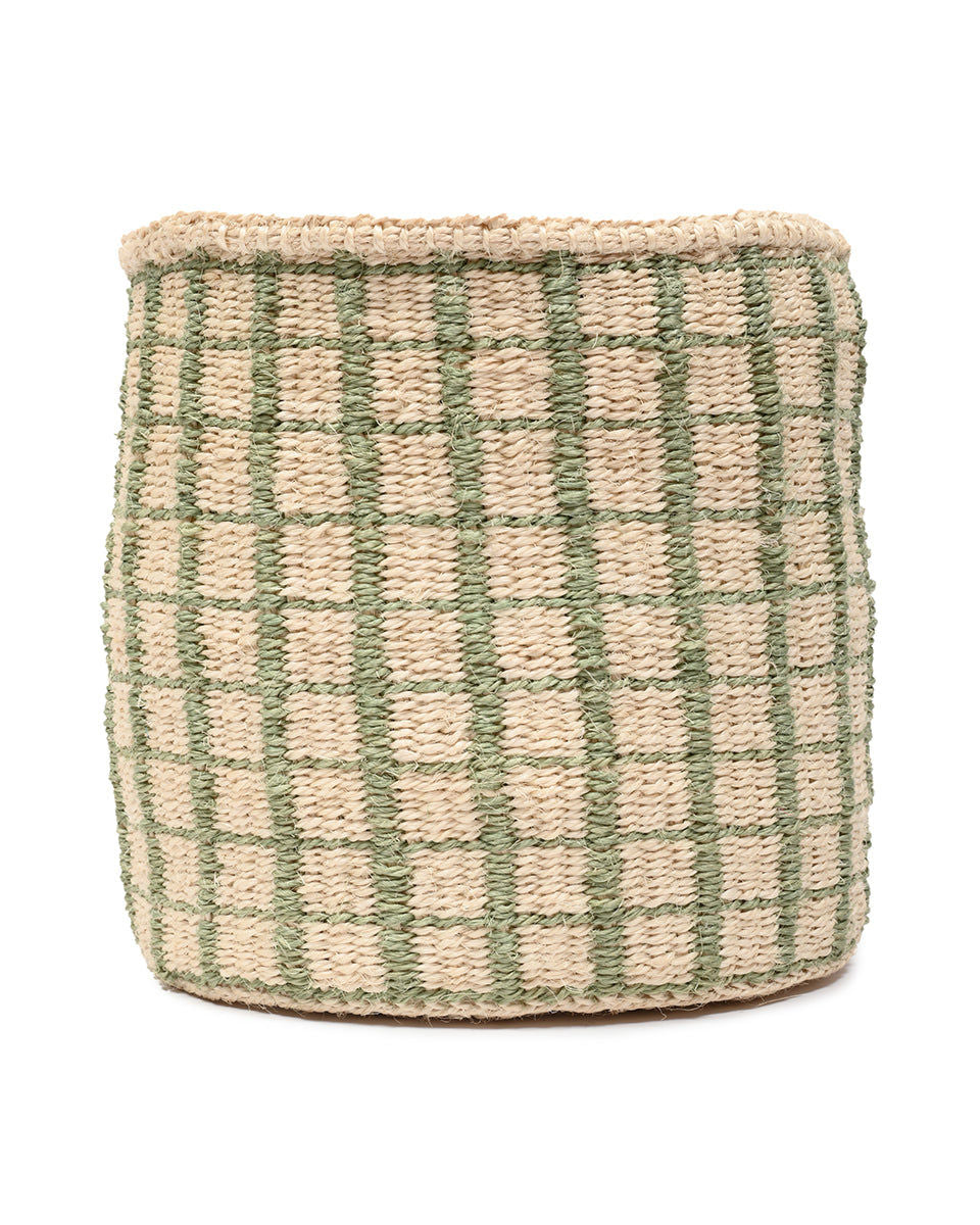 KAGUA: Green Check Woven Storage Basket