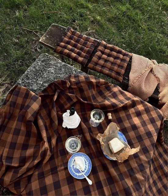 Bedspread Checked Brown