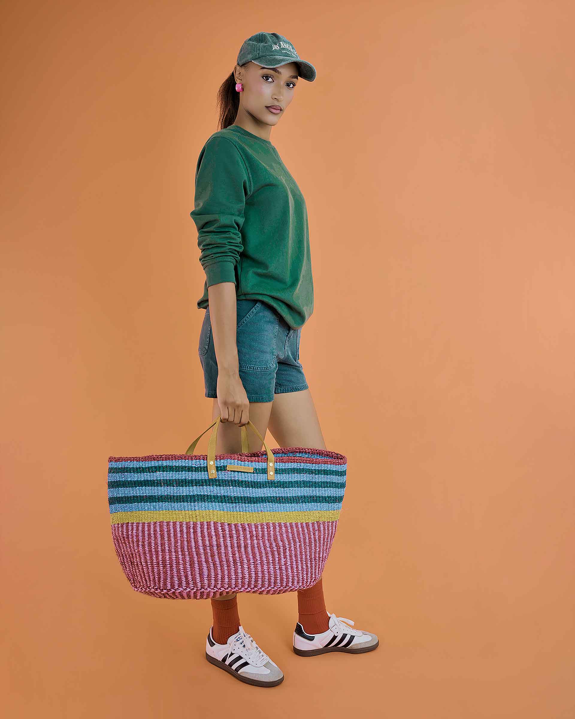 BINAFSI: Sports Luxe Multi-Tone Patterned Sisal Shopper