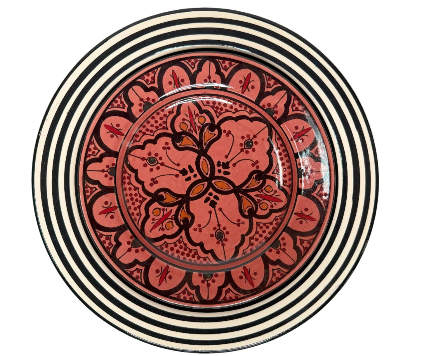 Large 30 cm Serving Plate - Black and White Bullseye