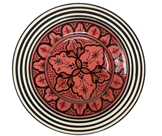 Large 30 cm Serving Plate - Black and White Bullseye