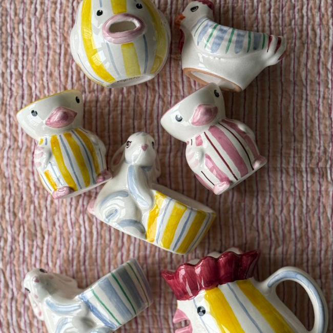 Pink Striped Chick Egg Cup