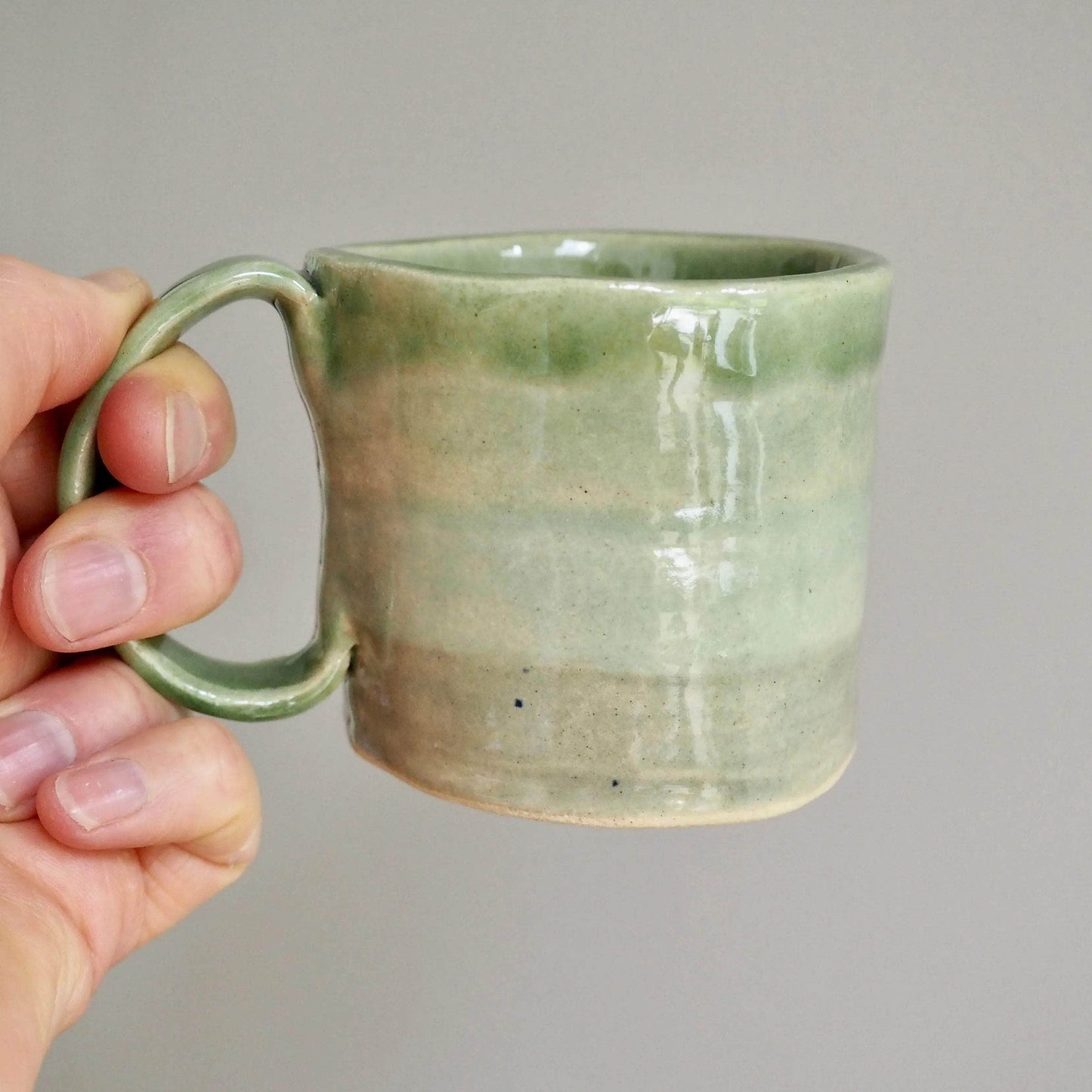 Celadon Green Stripy Ceramic Mug