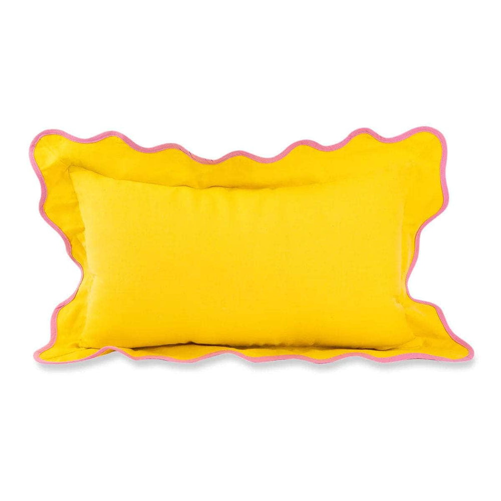 Darcy Linen Lumbar Pillow - Yellow + Light Pink