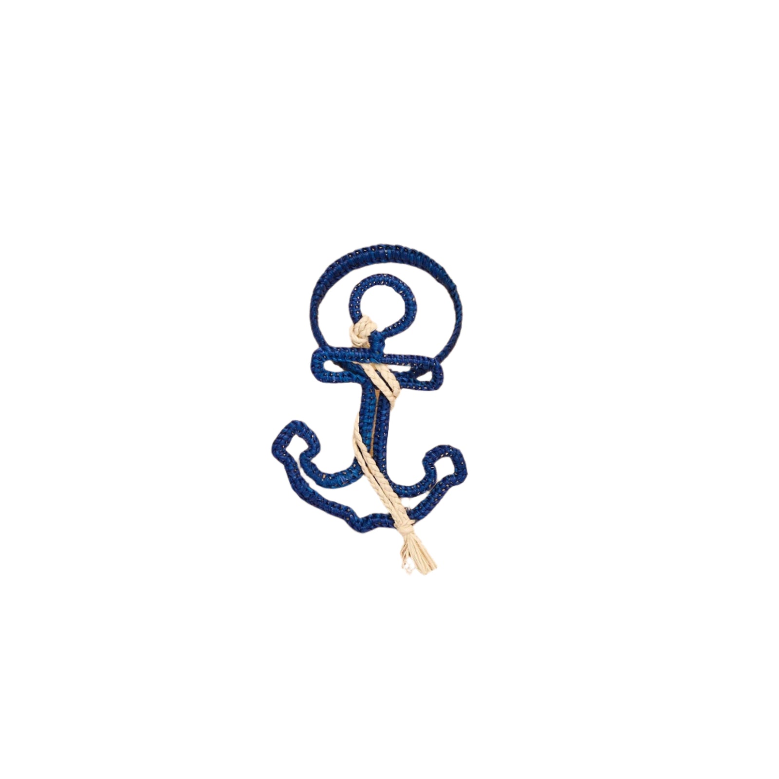 Nautical Anchor Napkin Rings – Coastal Table Decor, Handmade Raffia Napkin Holders, Set of 4 Blue and White or natural Anchor Rings