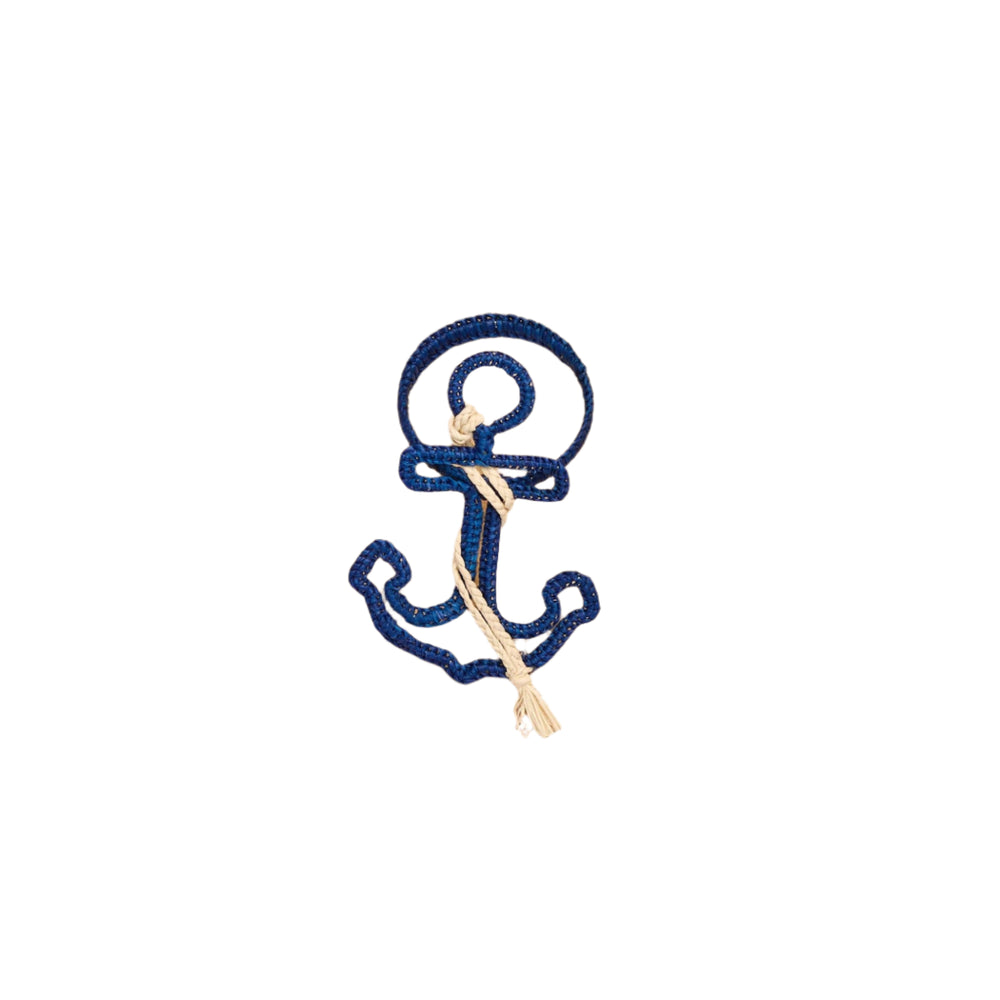 Nautical Anchor Napkin Rings – Coastal Table Decor, Handmade Raffia Napkin Holders, Set of 4 Blue and White Anchor Rings