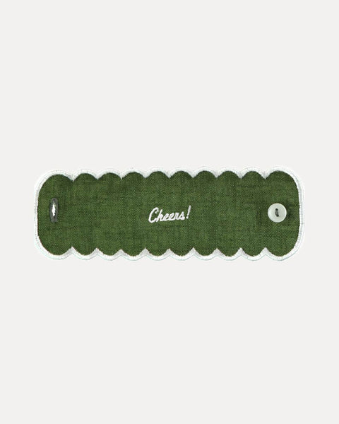 Cheers Napkin Ring, Green with White