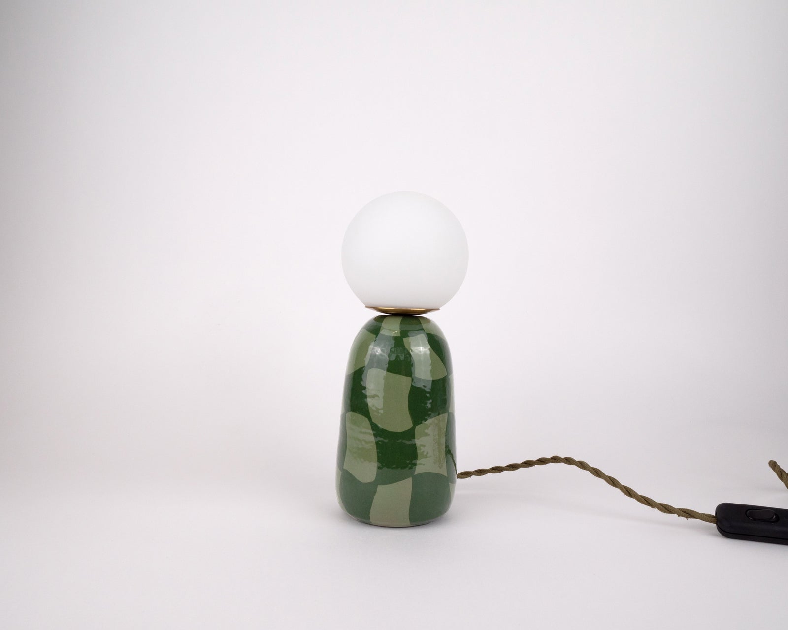 'Abstract Check' Table Lamp w/ Bulb - Green