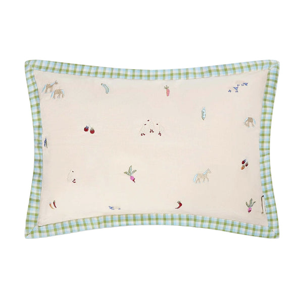 Embroidered Linen Scatter Cushion - Little Farm
