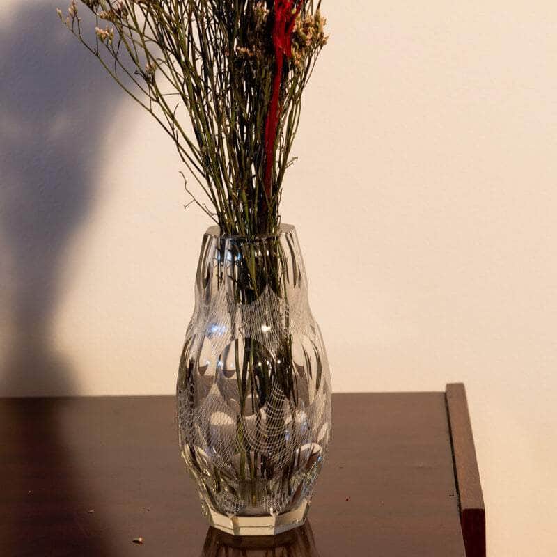 Rare Czech Lattice Glass Vase, Harrachov Glassworks