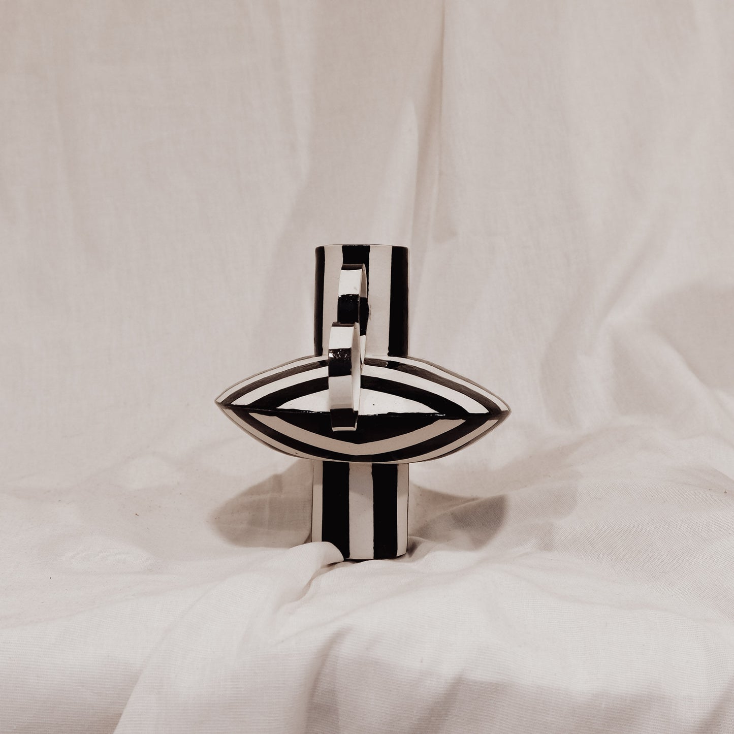 Small Zebrino - Classic Black & White Stripes - II - Porcelain Vase