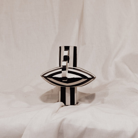 Small Zebrino - Classic Black & White Stripes - II - Porcelain Vase
