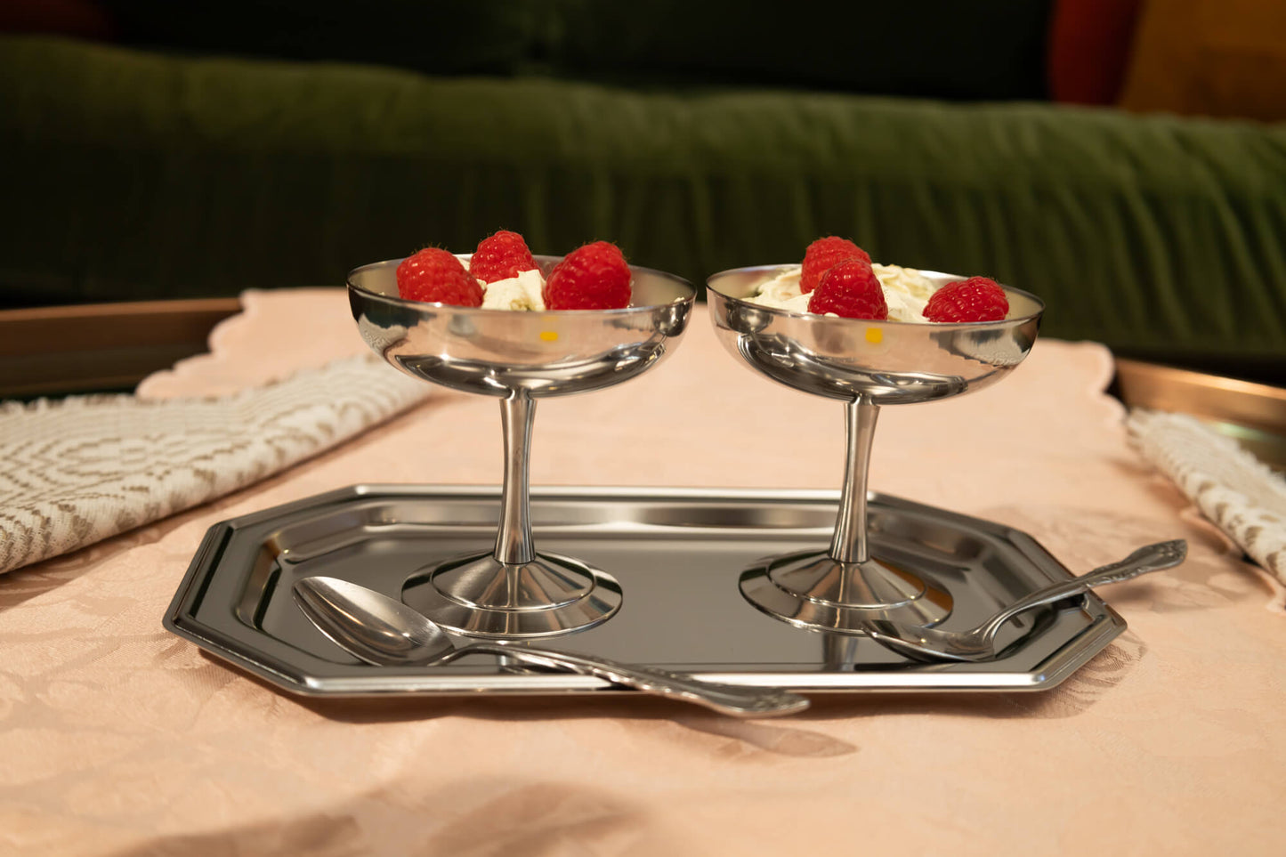 Italian Serving Set - 2 Coupes with Tray