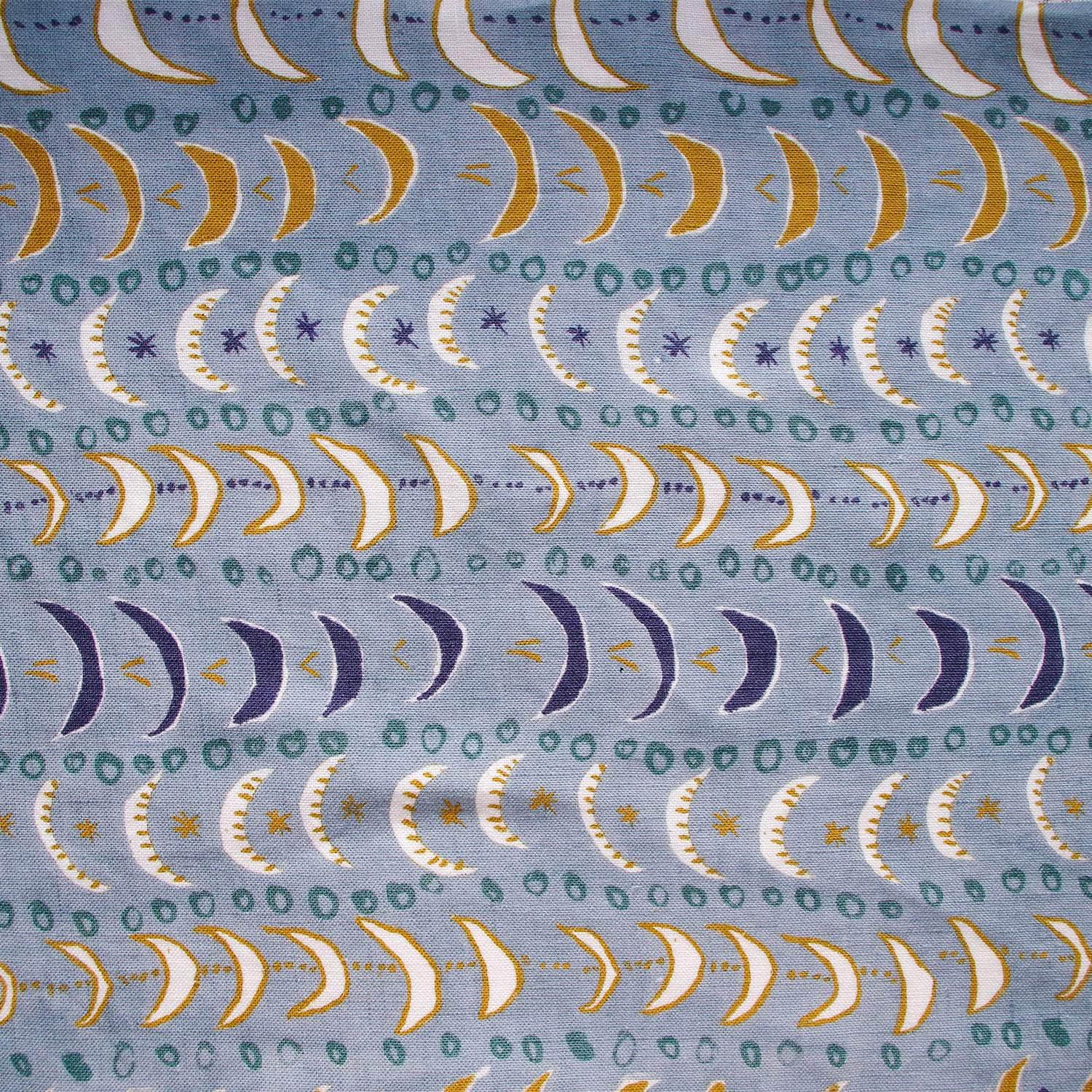 Printed Mini Moons Fabric - Blue