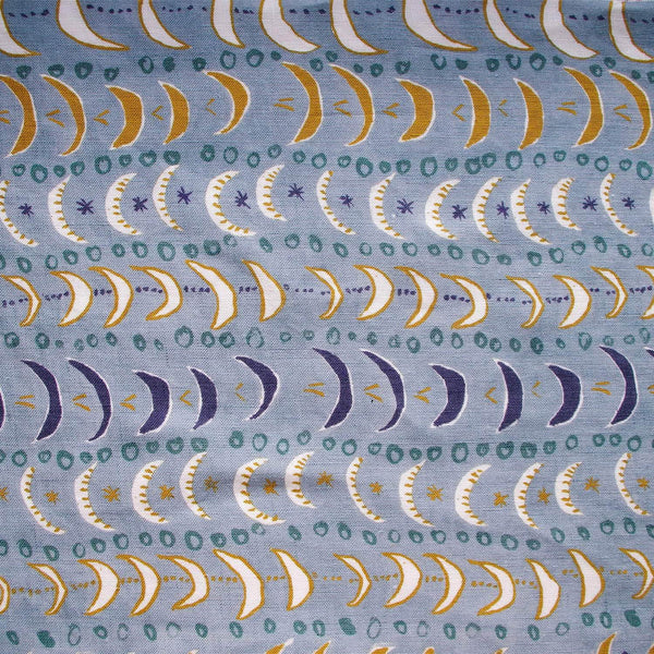 Printed Mini Moons Fabric - Blue