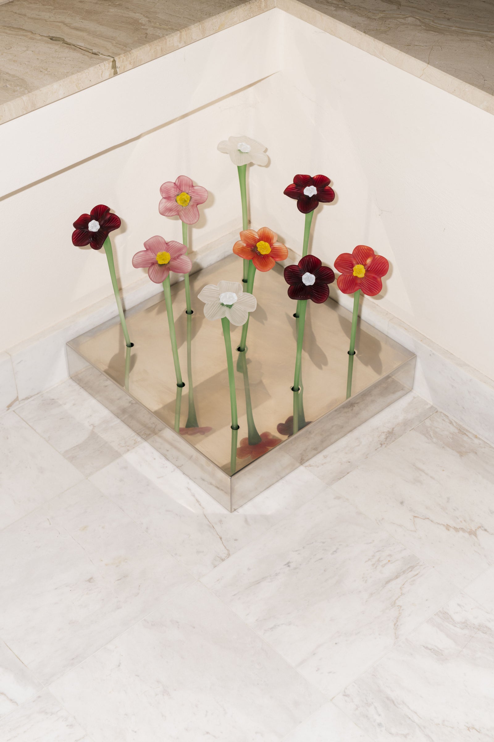 Mouth-blown Crystal Flower Bouquet - Matte