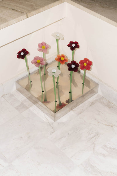 Mouth-blown Crystal Flower Bouquet - Matte