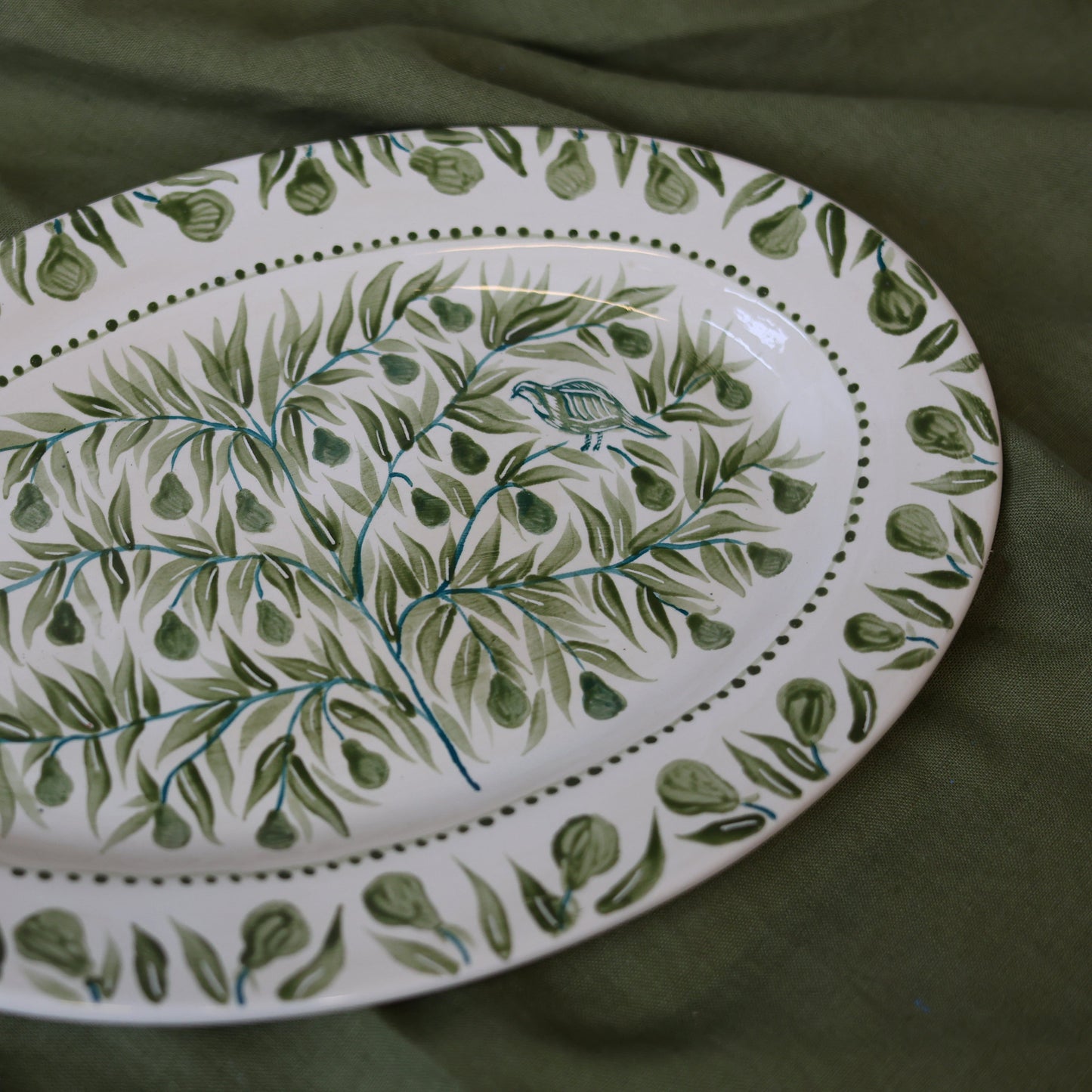 Partridge in a Pear Tree Hand Painted Platter 01