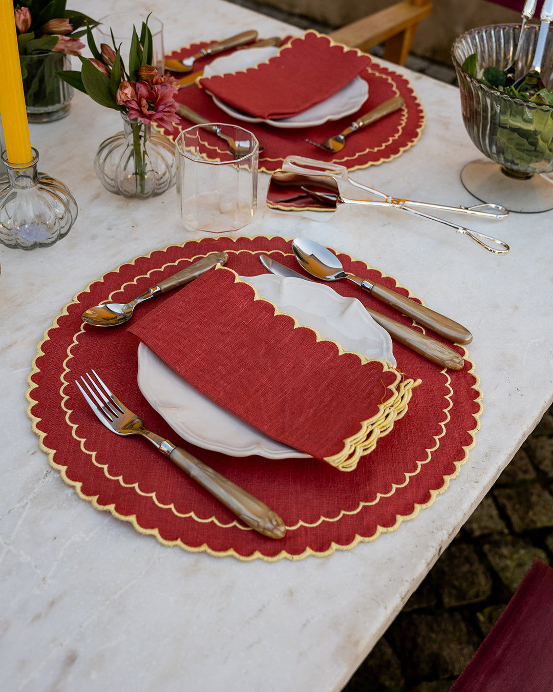 Filipa Napkin, Dusty Pink with Yellow