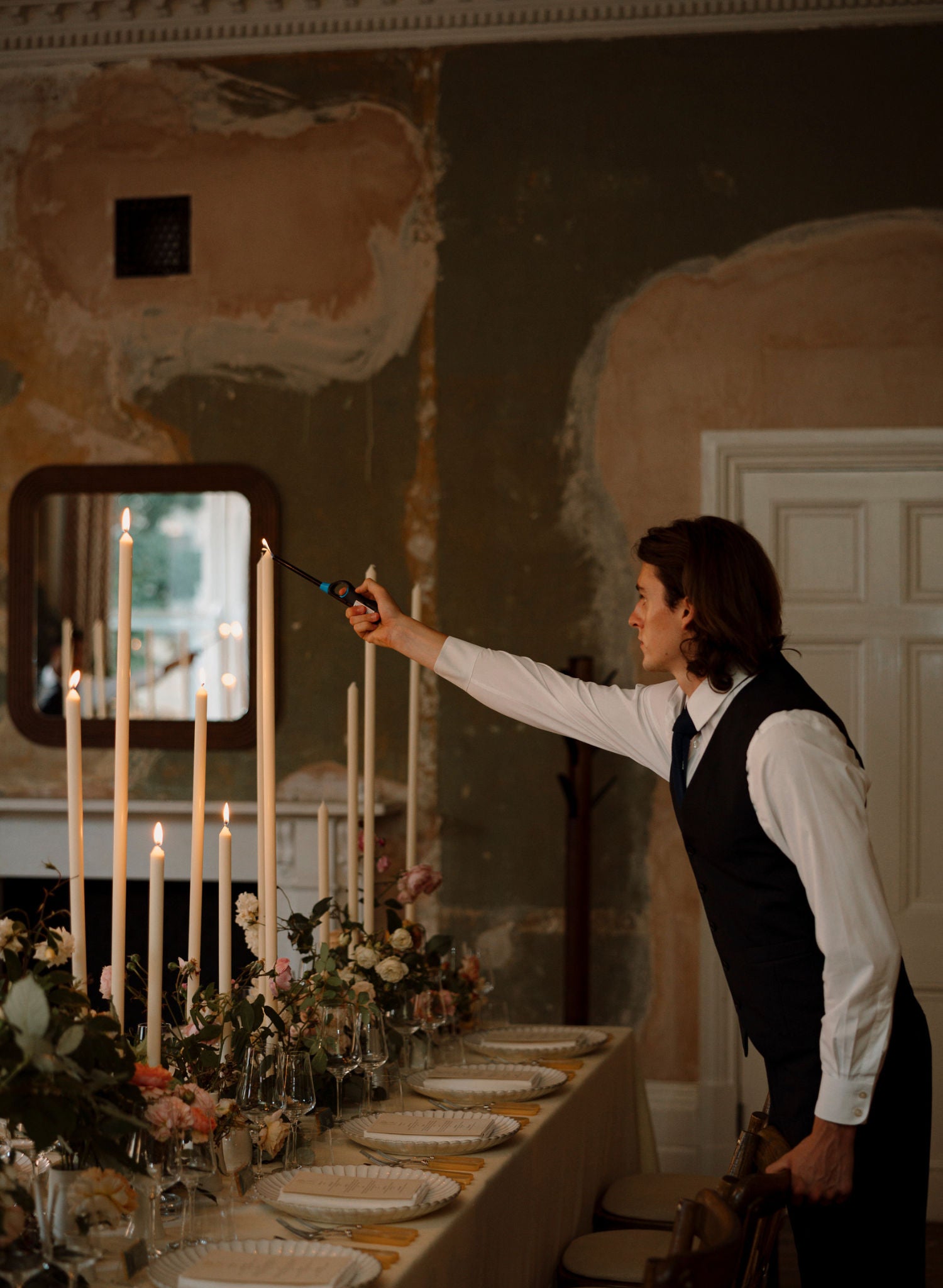 Ivory Tapered METRE Candle Pair