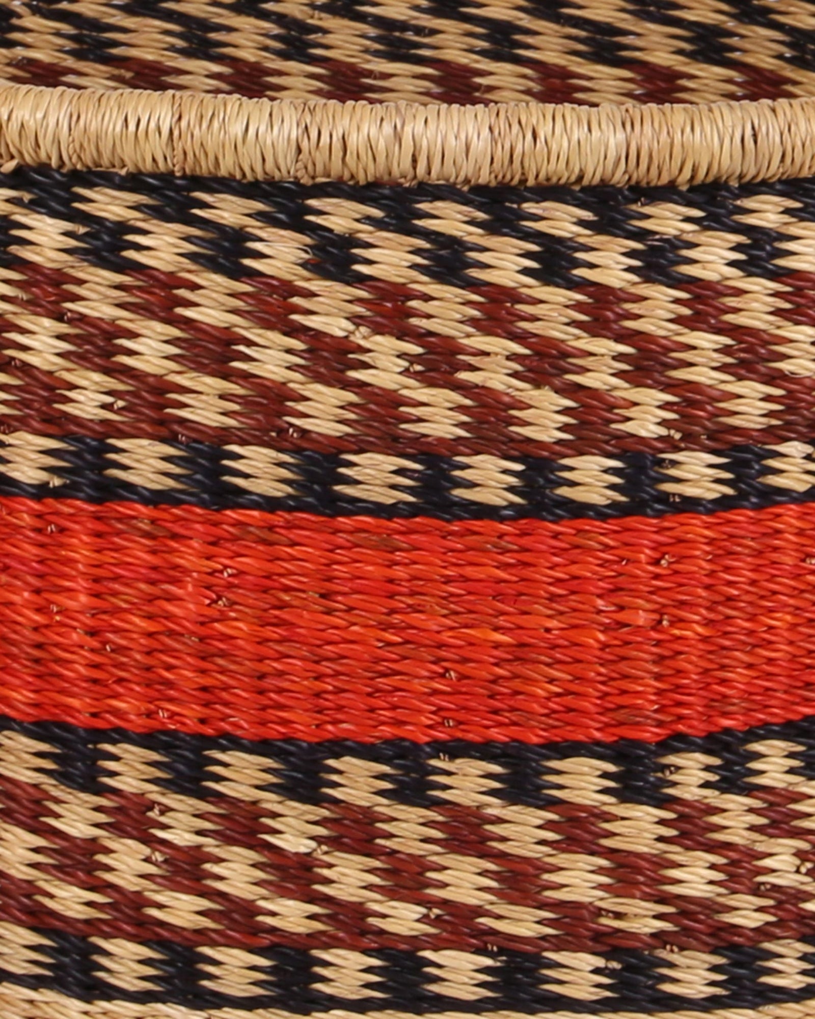 MADONUDENU: Medium Orange, Brown and Black Floor Storage Basket with Handles