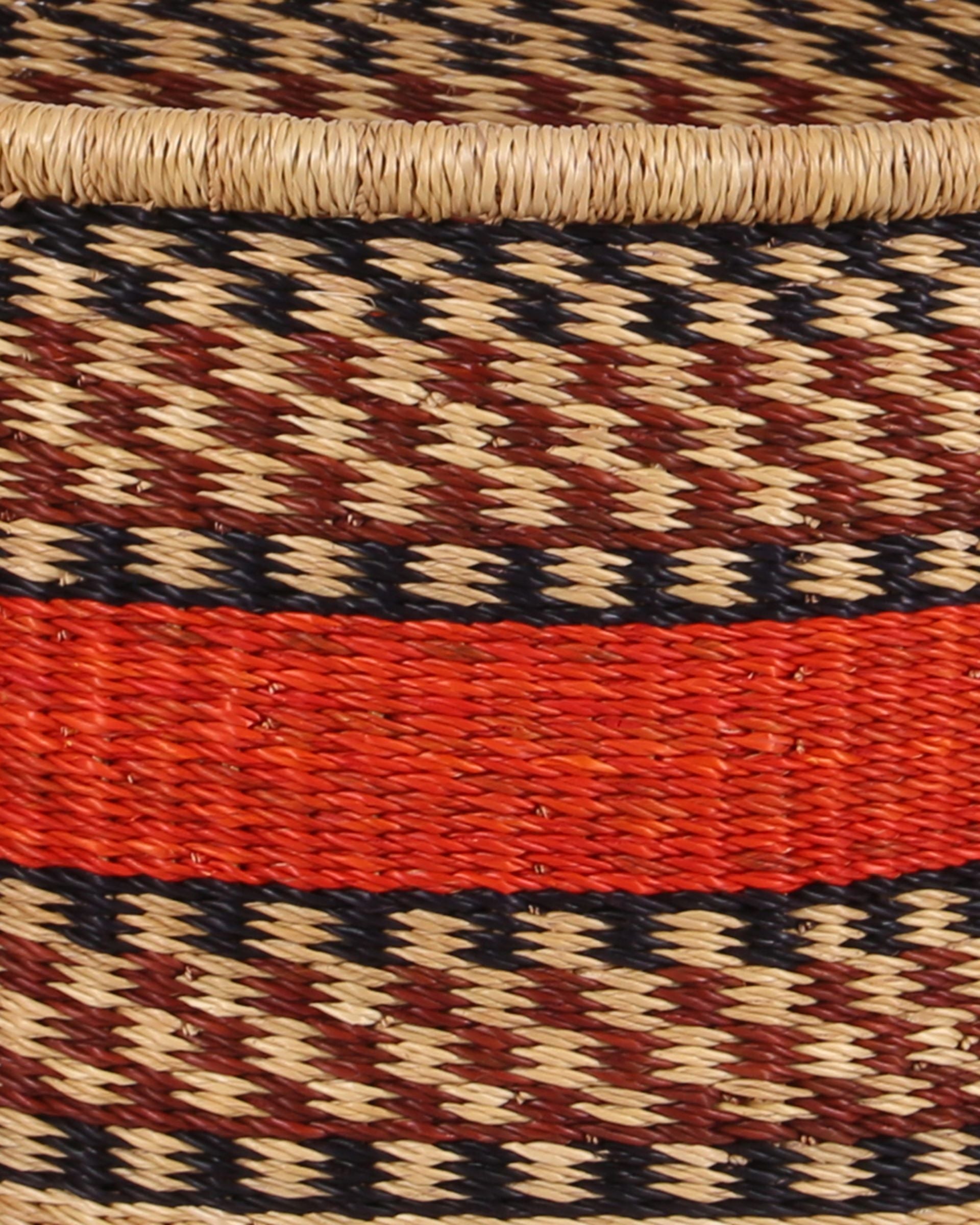 MADONUDENU: Medium Orange, Brown and Black Floor Storage Basket with Handles