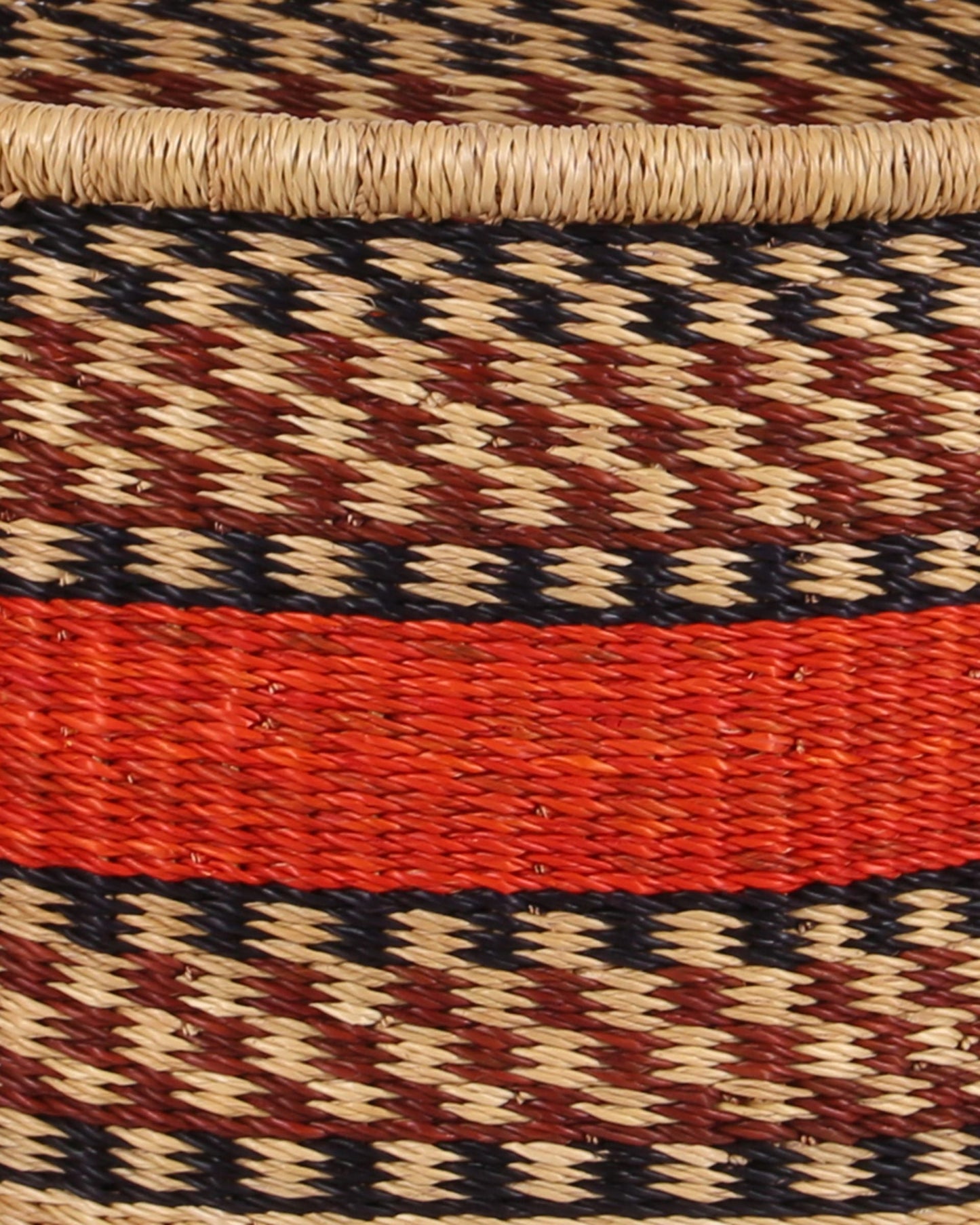 MADONUDENU: Medium Orange, Brown and Black Floor Storage Basket with Handles