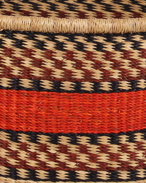 MADONUDENU: Medium Orange, Brown and Black Floor Storage Basket with Handles