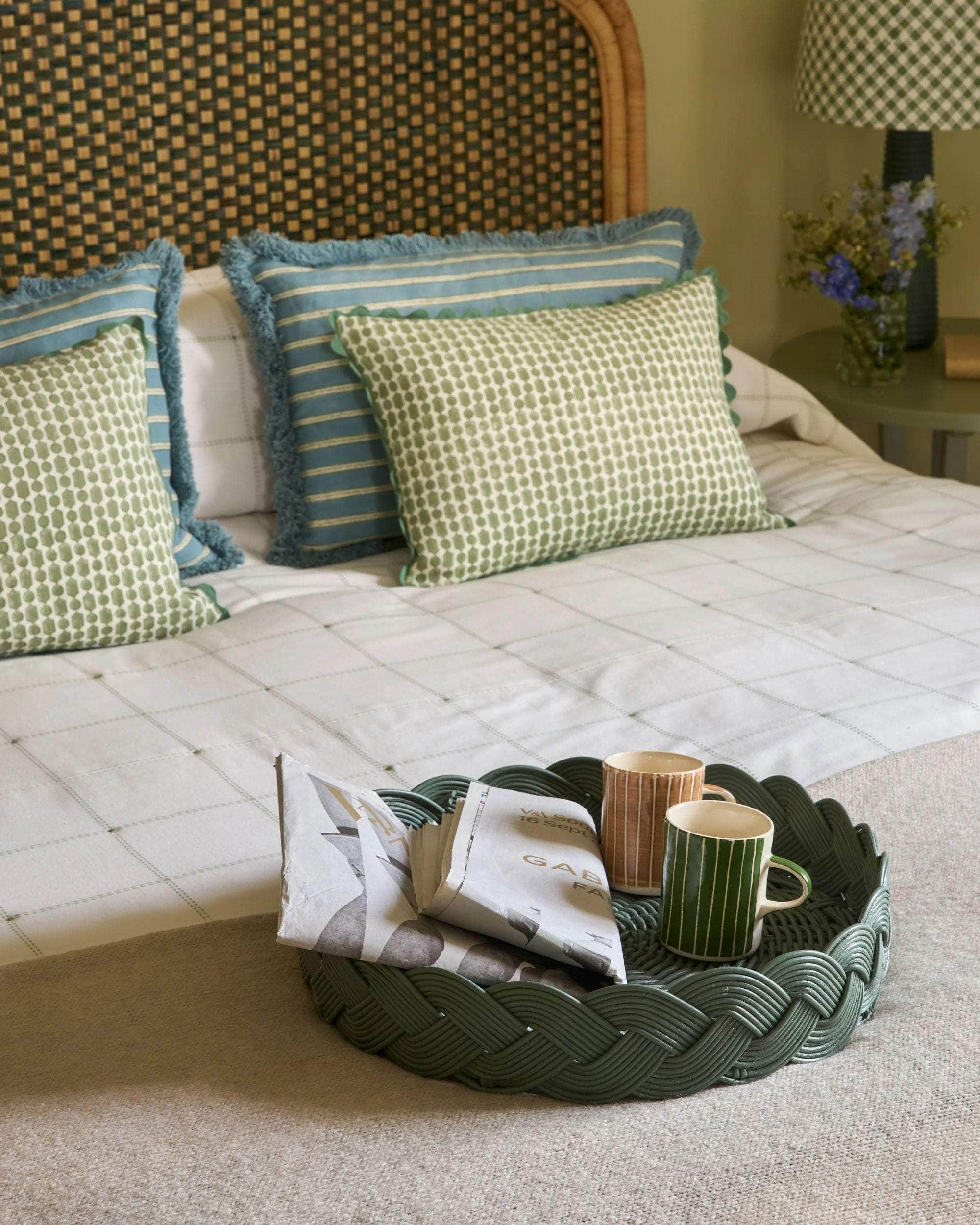 Quilted Squares Bedspread - Green