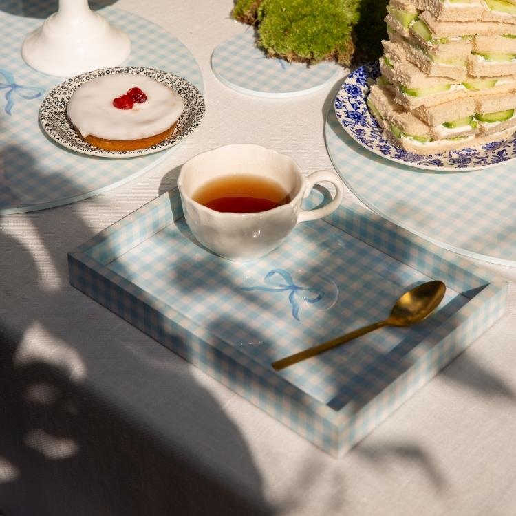 Blue Gingham Coasters- Set of 4