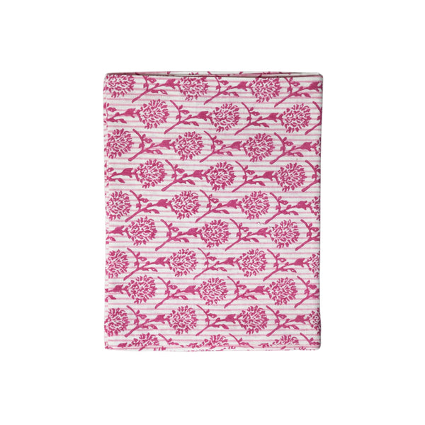 Nikhar Pure Linen Hand-Printed Table Runner - Pink