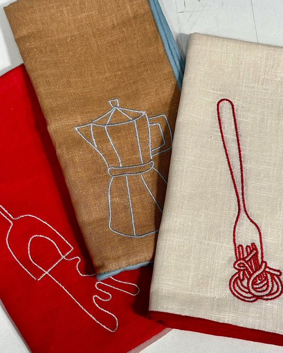 Linen Embroidered Napkins | 'Wine'