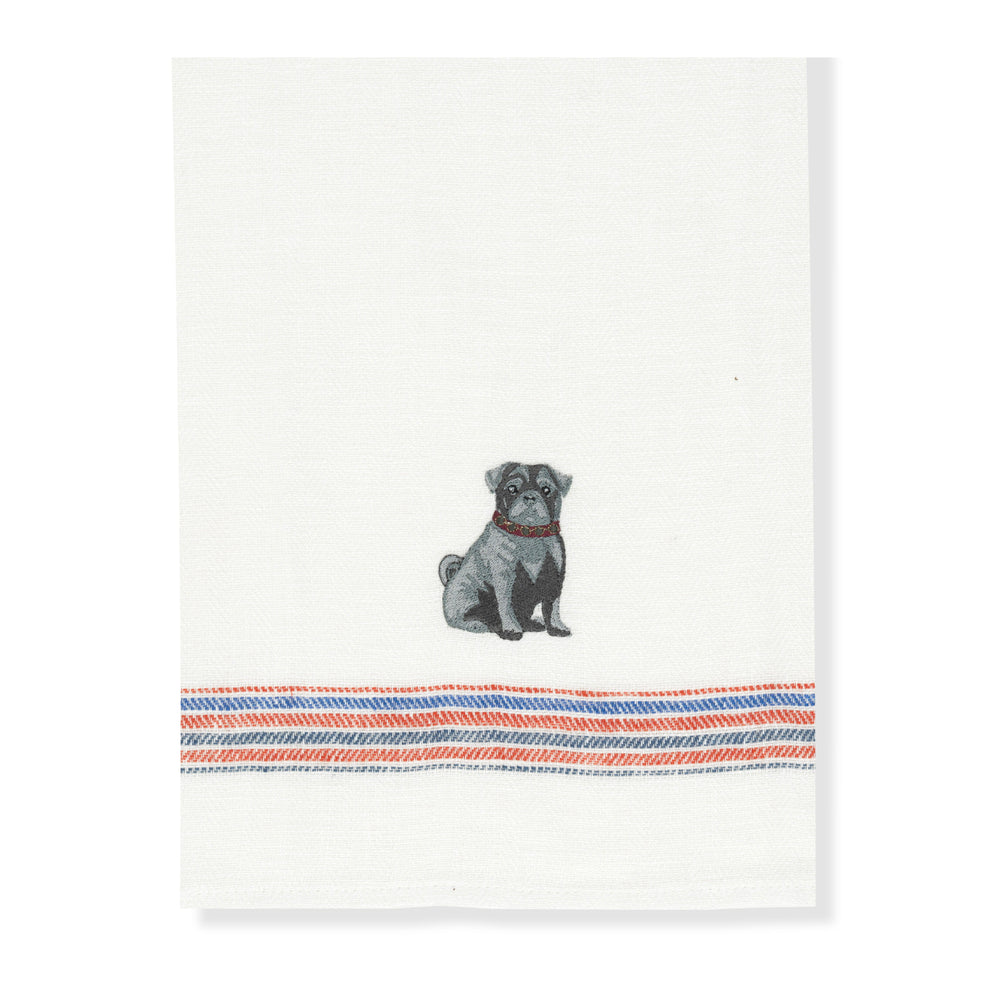 Kitchen Towel with Pug Embroidery