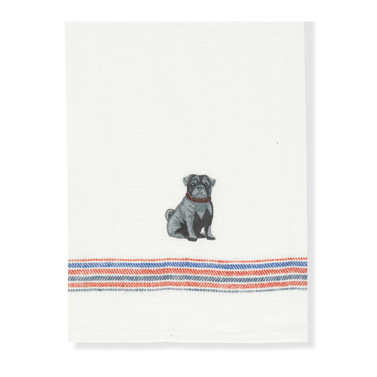 Kitchen Towel with Pug Embroidery