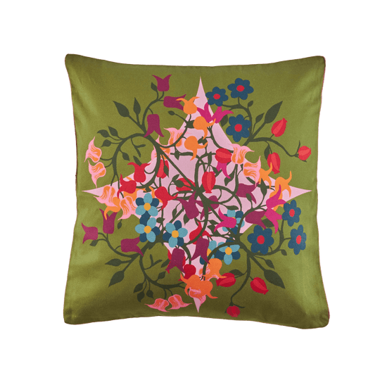 Blumen Green Square Cushion Cover
