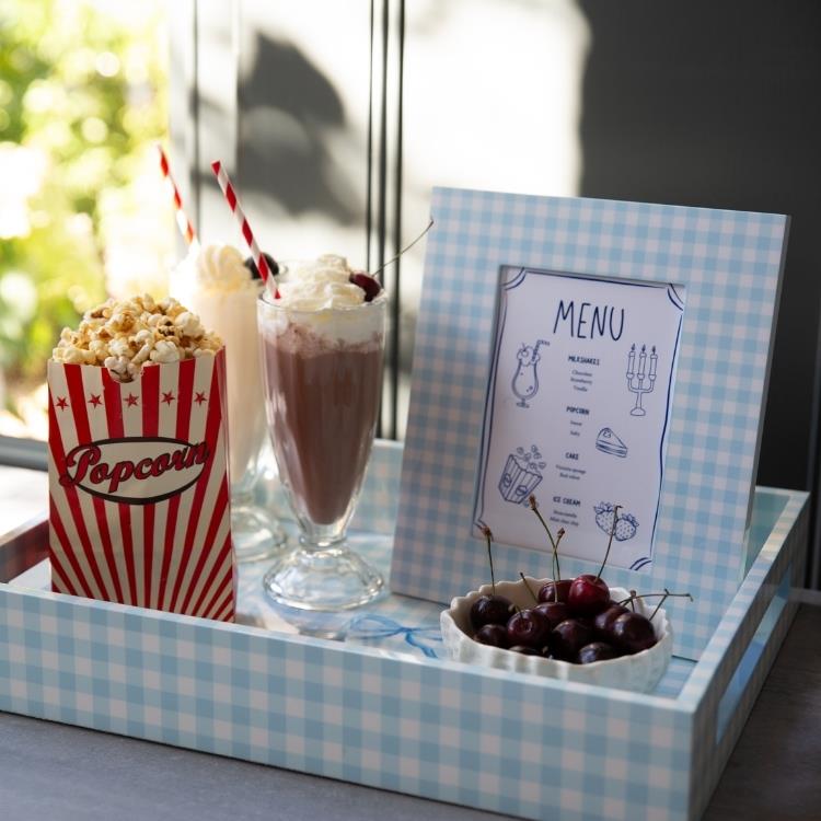 Blue Gingham Lacquer Photo Frame