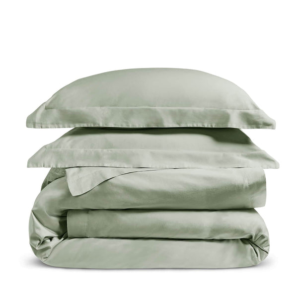 Luxury Organic Cotton Sage Green Edged Bedding Set