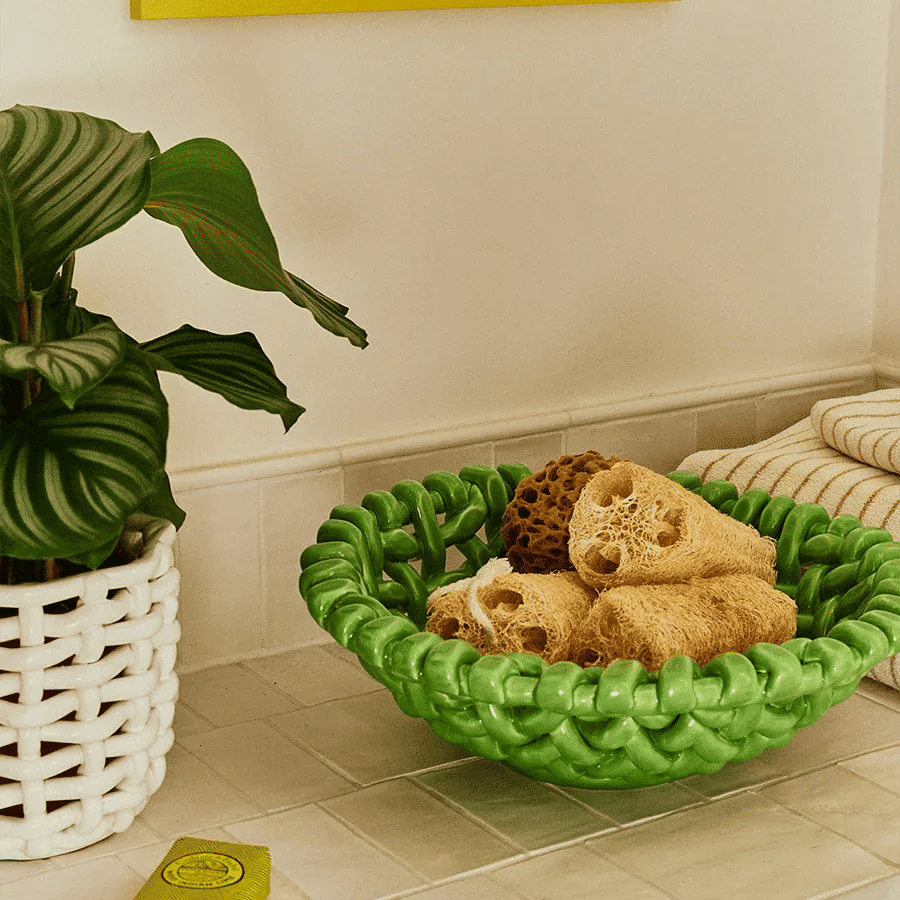 White Basketweave Planter