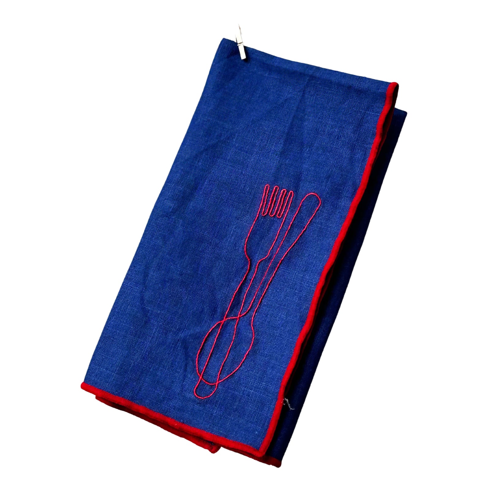 Linen Embroidered Napkins | 'Cutlery'