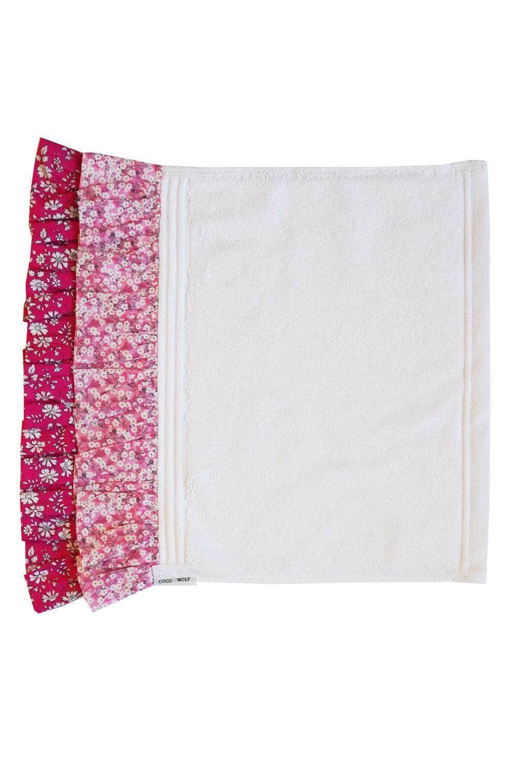 Ruffle Edge Towel Made With Liberty Fabric Mitsi Valeria & Capel Fuchsia Pink