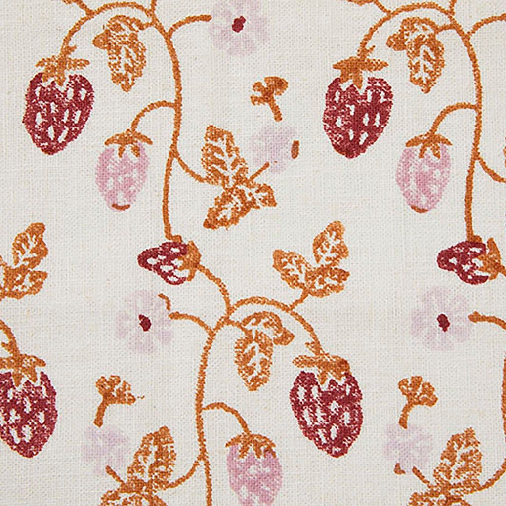 Strawberry Block Printed Fabric Linen/Cotton Copper Sample