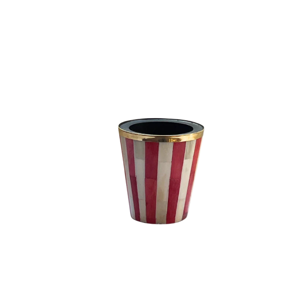 Inlay Brush Pot | Red & White | Striped