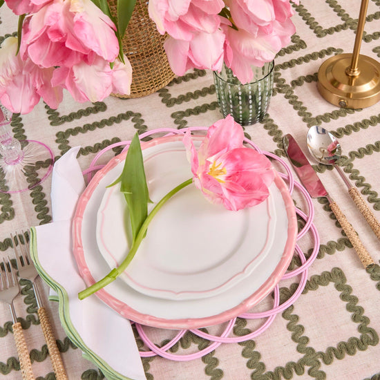Green Rickrak Linen Tablecloth