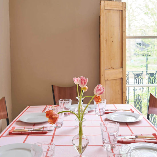 Marzipan Check Berry & Rose Tablecloth