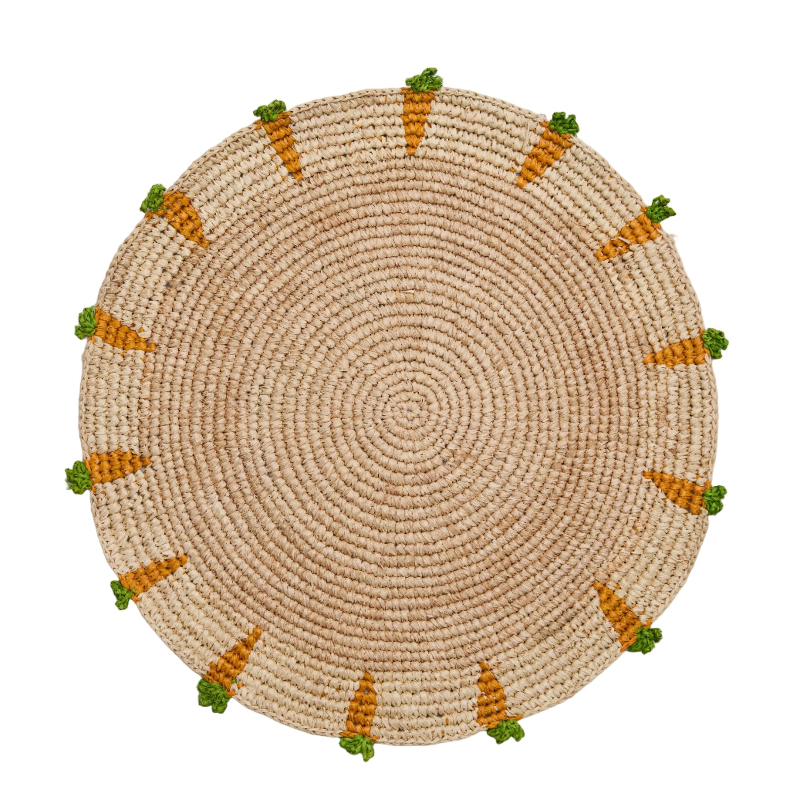 Handwoven Carrot Round Raffia Placemat – Artisan Table Décor