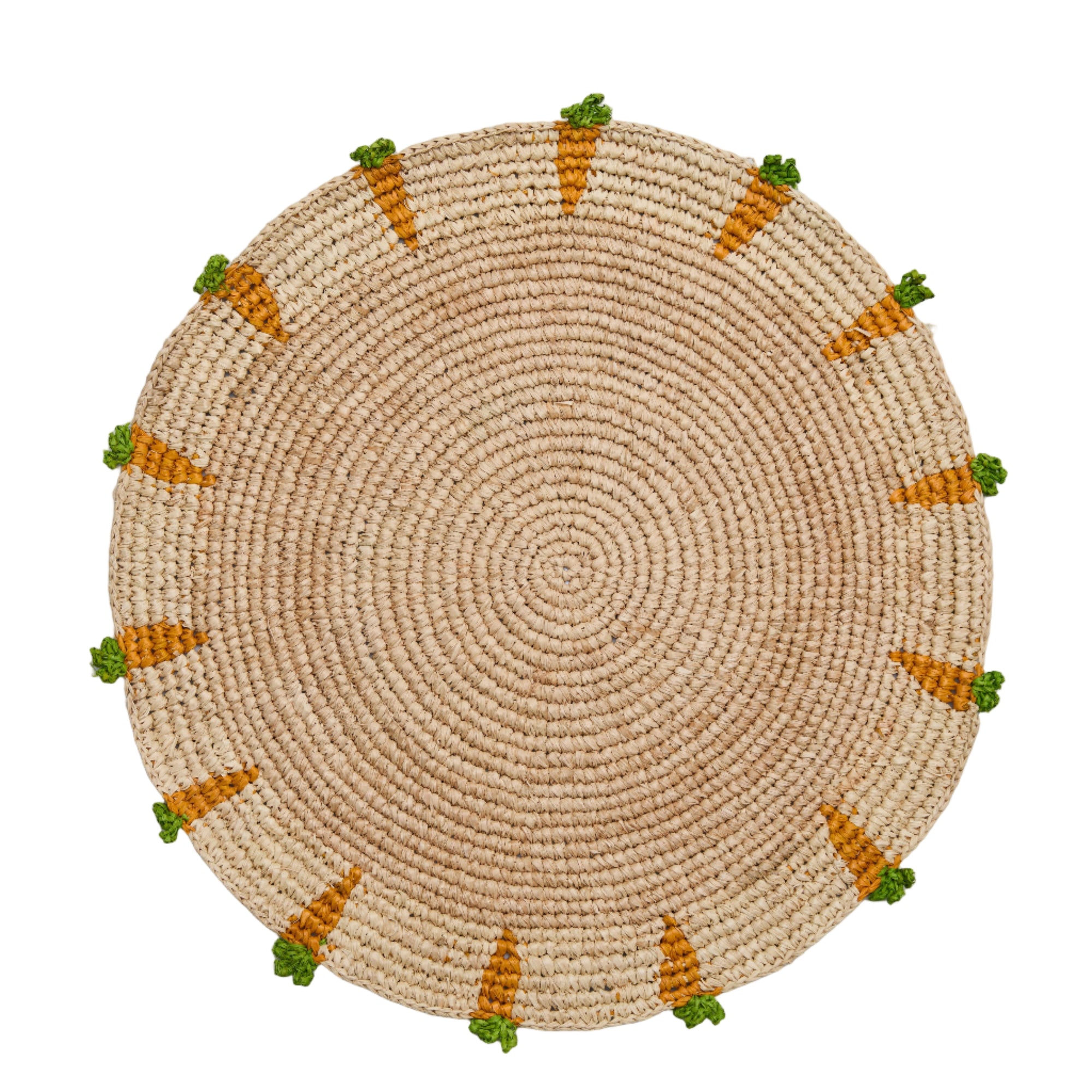 Handwoven Carrot Round Raffia Placemat – Artisan Table Décor