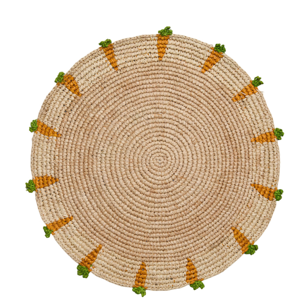 Handwoven Carrot Round Raffia Placemat – Artisan Table Décor