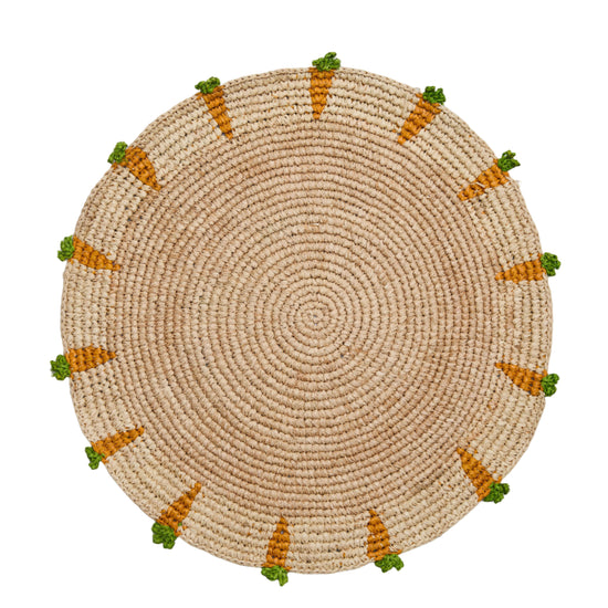 Handwoven Carrot Round Raffia Placemat – Artisan Table Décor